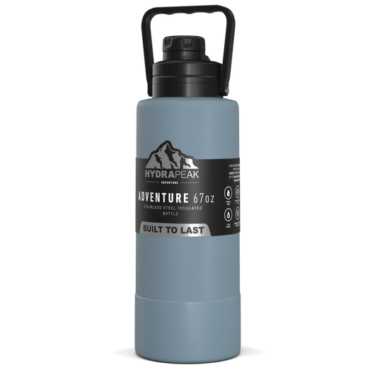 Adventure 67oz Insulated Water Bottle with Handle and Matching Rubber Boot- Storm