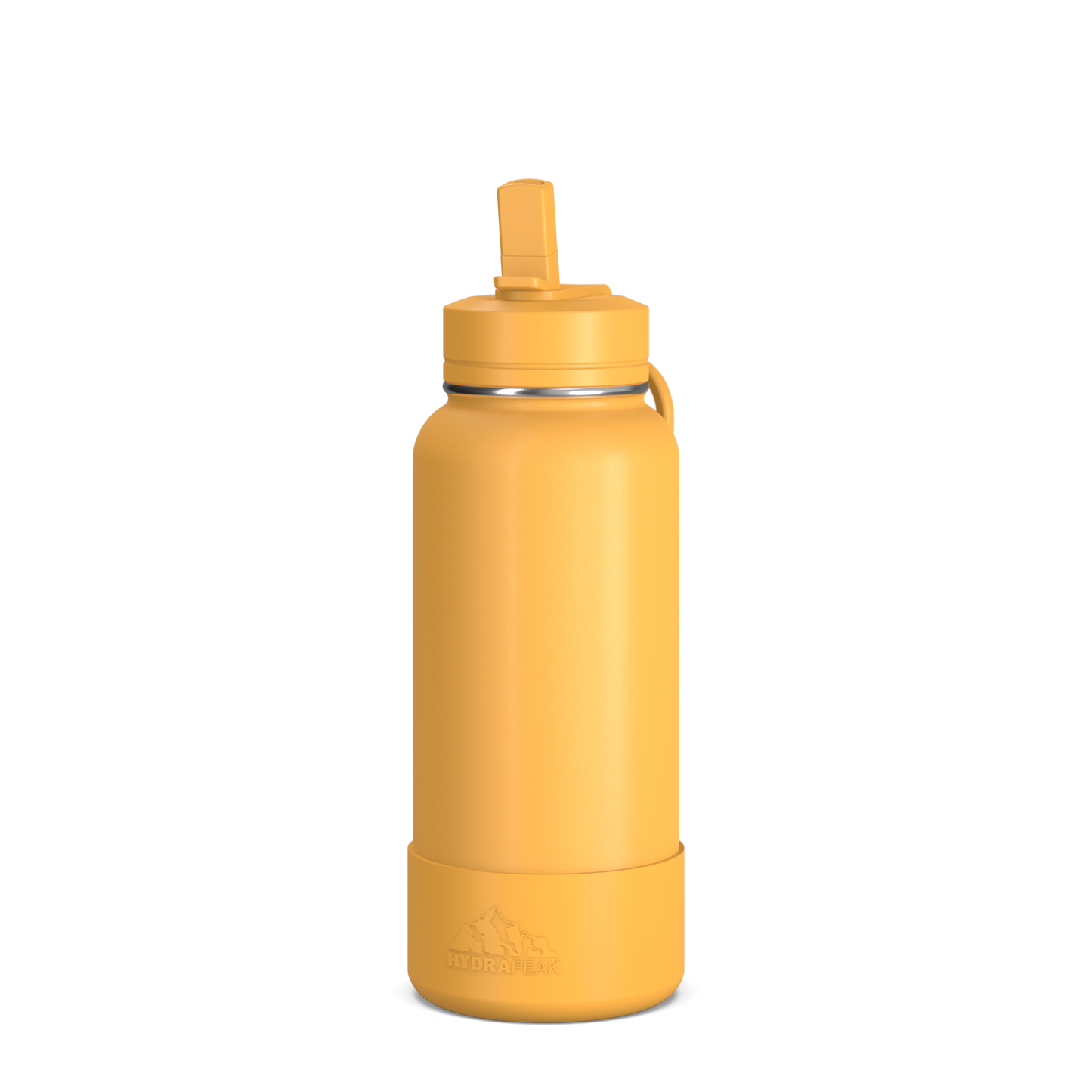 32oz Insulated Water Bottles with Matching Straw Lid and Rubber Boot- Tangerine