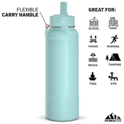 40oz Insulated Water Bottles with Matching Straw Lid and Rubber Boot - Alpine
