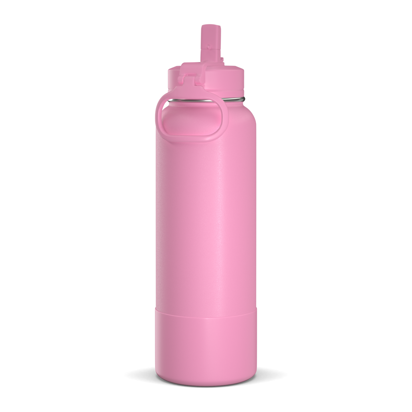 40oz Insulated Water Bottles with Matching Straw Lid and Rubber Boot - Bubblegum