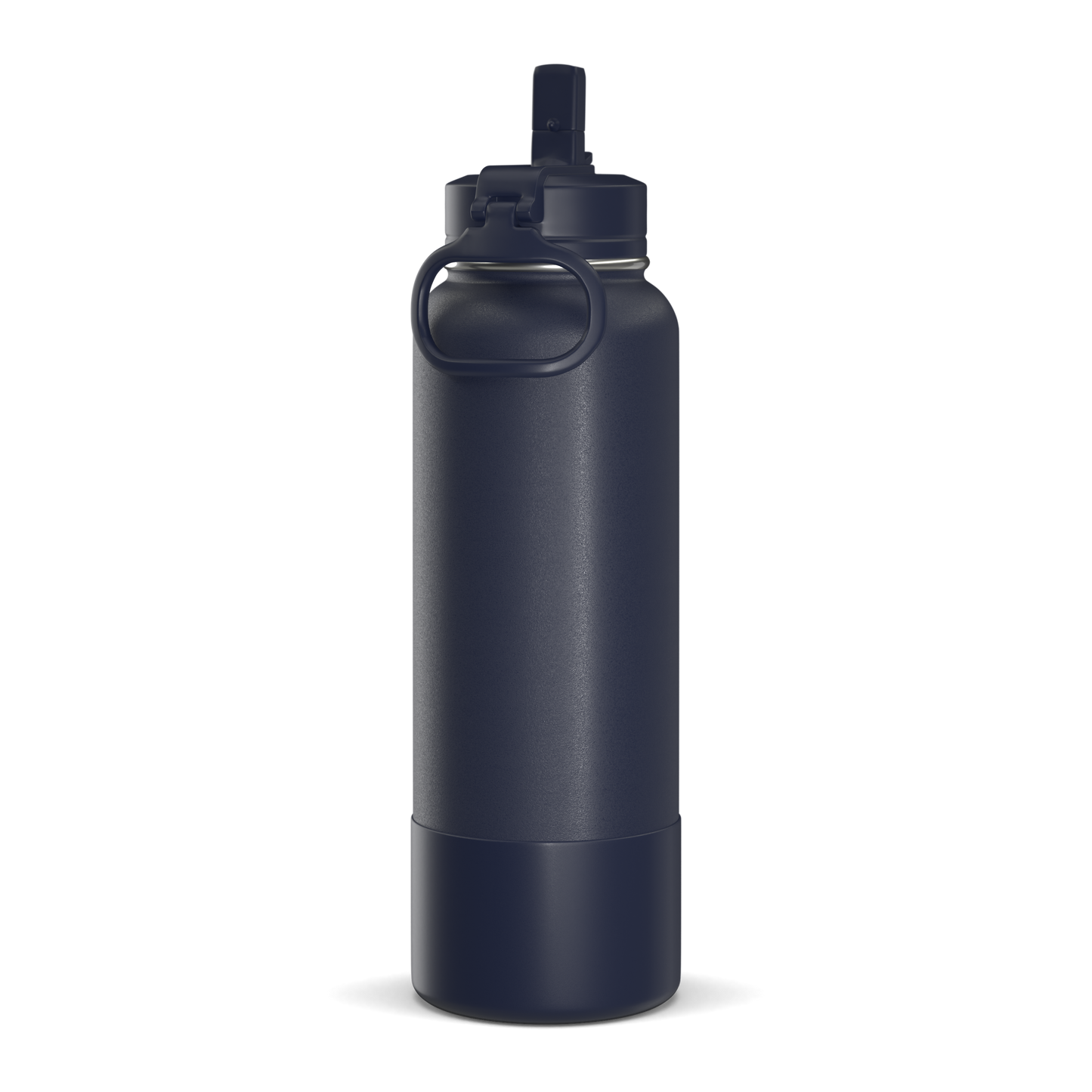 40oz Insulated Water Bottles with Matching Straw Lid and Rubber Boot - Navy