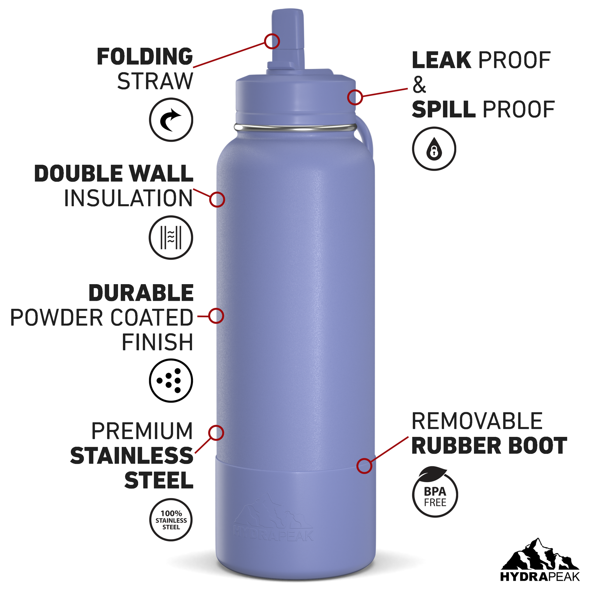 40 oz Insulated Water Bottle Bulk Stainless Steel Metal Water