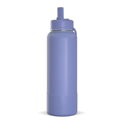 40oz Insulated Water Bottles with Matching Straw Lid and Rubber Boot  - Iris