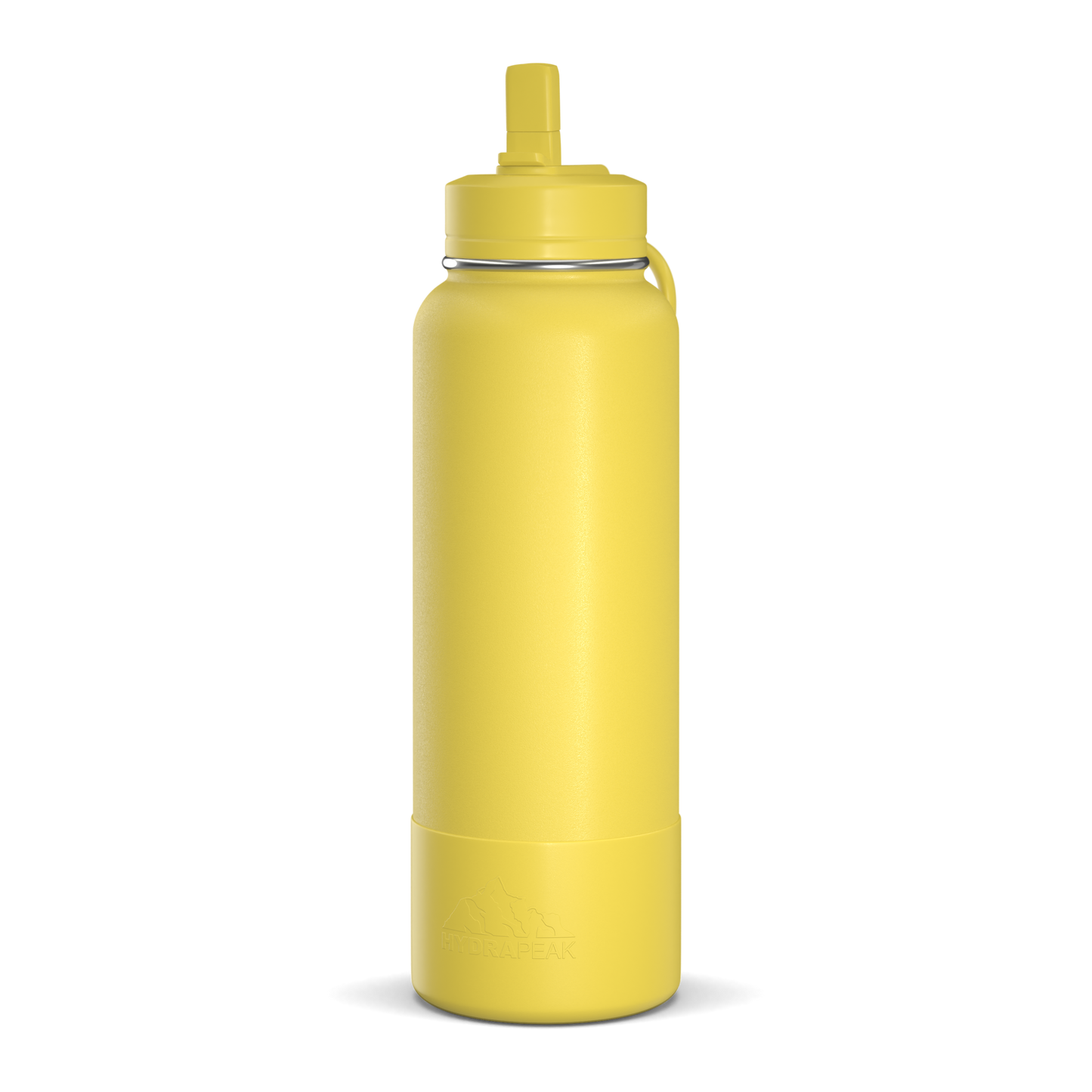 40oz Insulated Water Bottles with Matching Straw Lid and Rubber Boot - Lemon