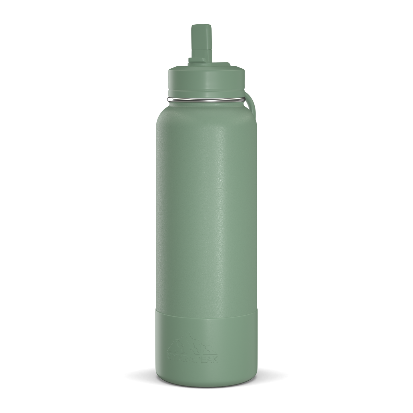 40oz Insulated Water Bottles with Matching Straw Lid and Rubber Boot - Sage
