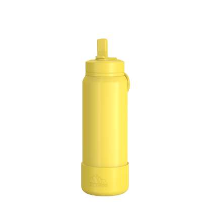 26oz Insulated Water Bottles with Matching Straw Lid and Rubber Boot - Lemon