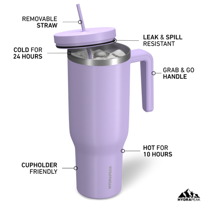 Voyager 40 oz Tumbler With Handle and Straw Lid  - Lavender