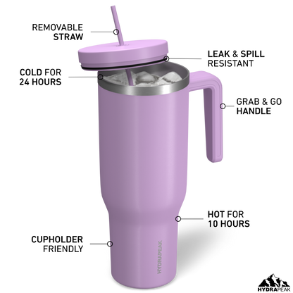 Voyager 40 oz Tumbler With Handle and Straw Lid  - Mauve