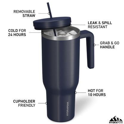 Voyager 40 oz Tumbler With Handle and Straw Lid  - Navy