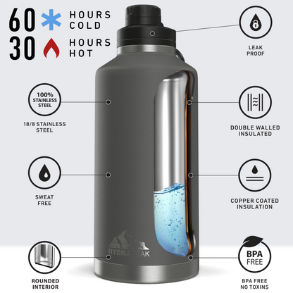 72oz Stainless Steel Insulated Water Bottle With Flexible Chug Lid- Graphite
