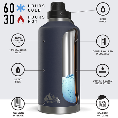 72oz Stainless Steel Insulated Water Bottle With Flexible Chug Lid- Navy