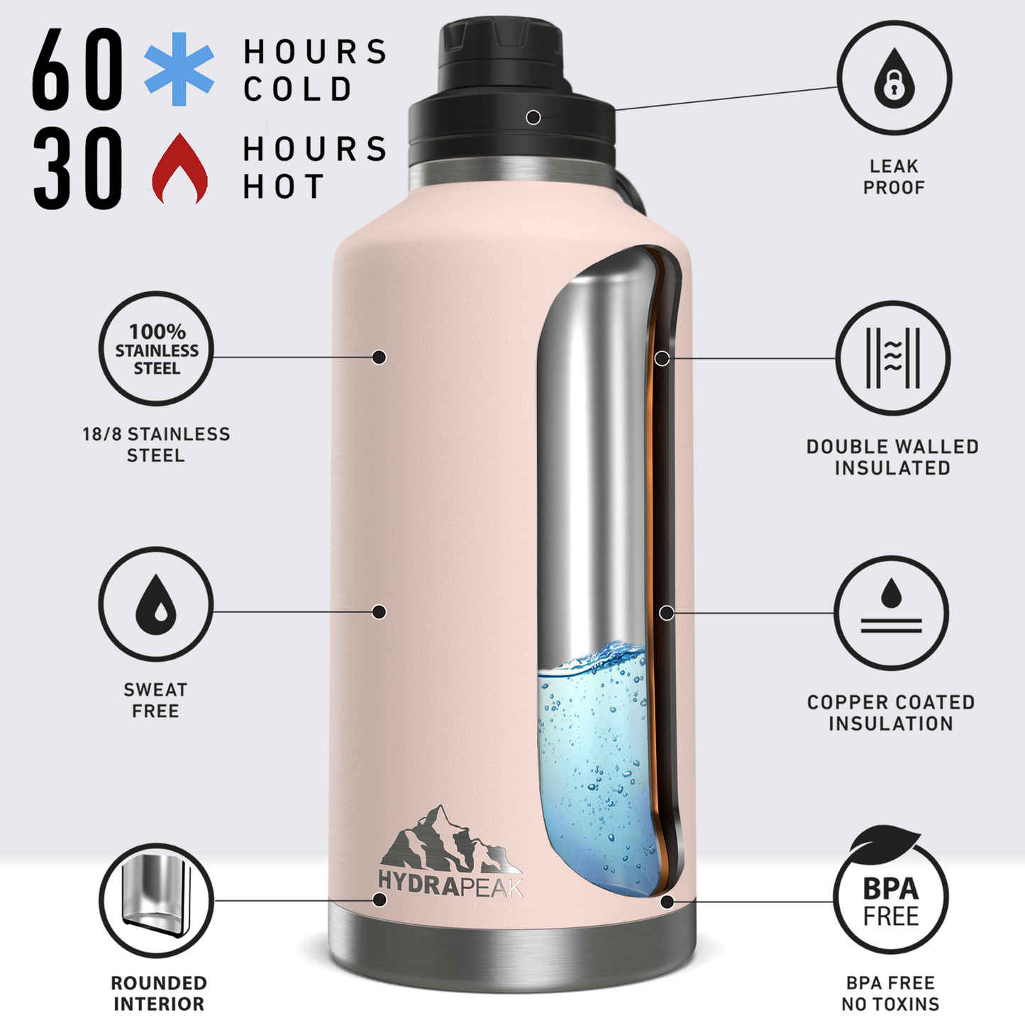 72oz Stainless Steel Insulated Water Bottle With Flexible Chug Lid - Seashell
