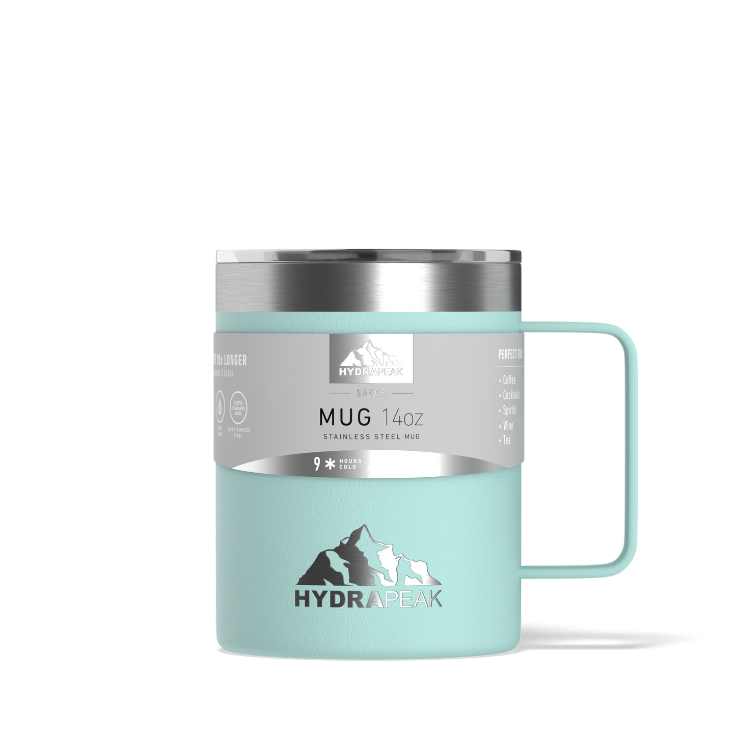 Savor 14oz Stainless Steel Insulated Coffee Mug with Handle Mug - Aqua