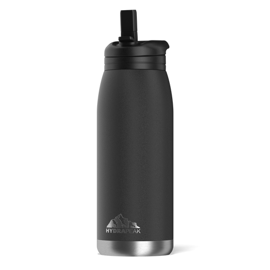 Flow 32oz Stainless Steel Insulated Water Bottle with Straw Lid Bottle - Black
