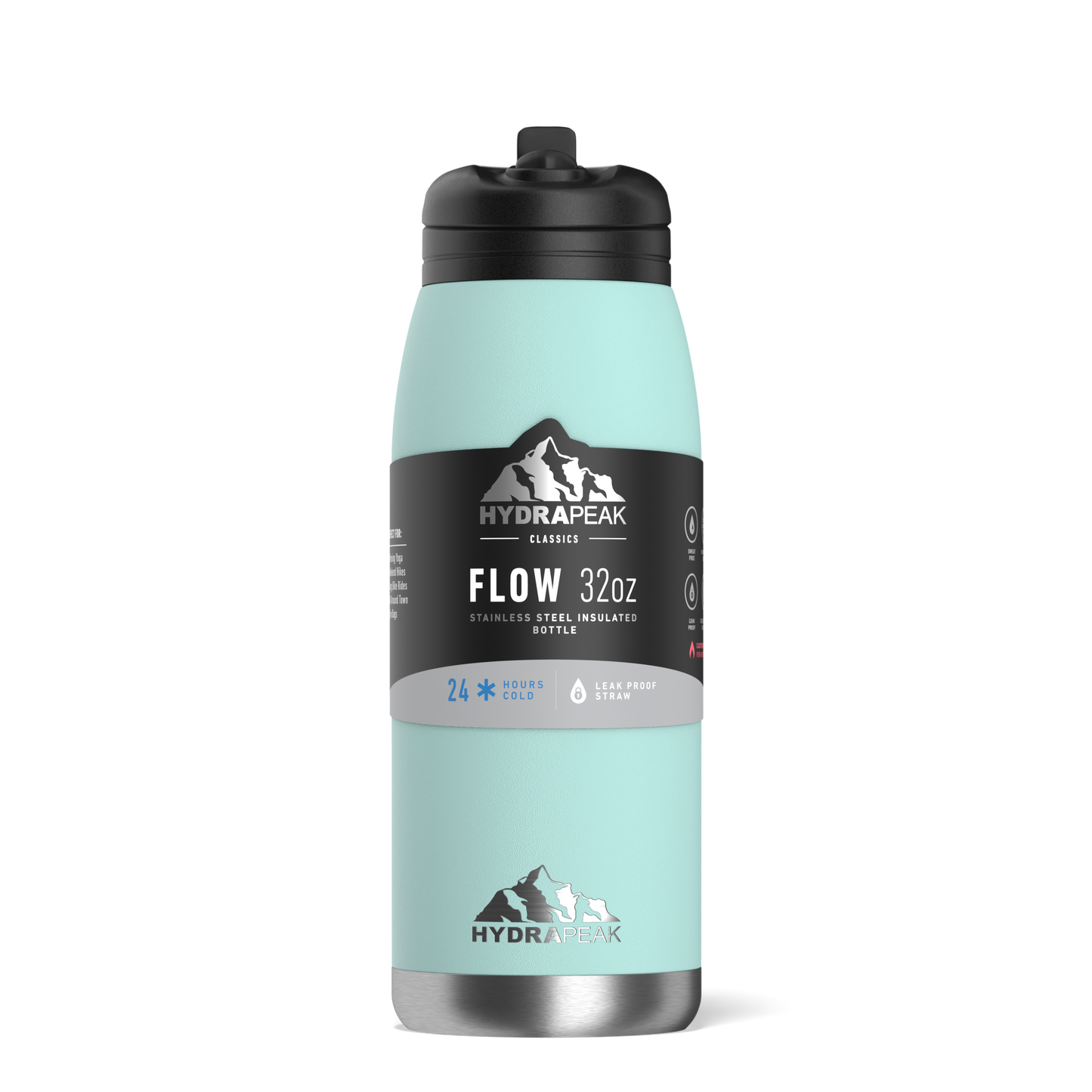 Flow 32oz Stainless Steel Insulated Water Bottle with Straw Lid Bottle - Aqua