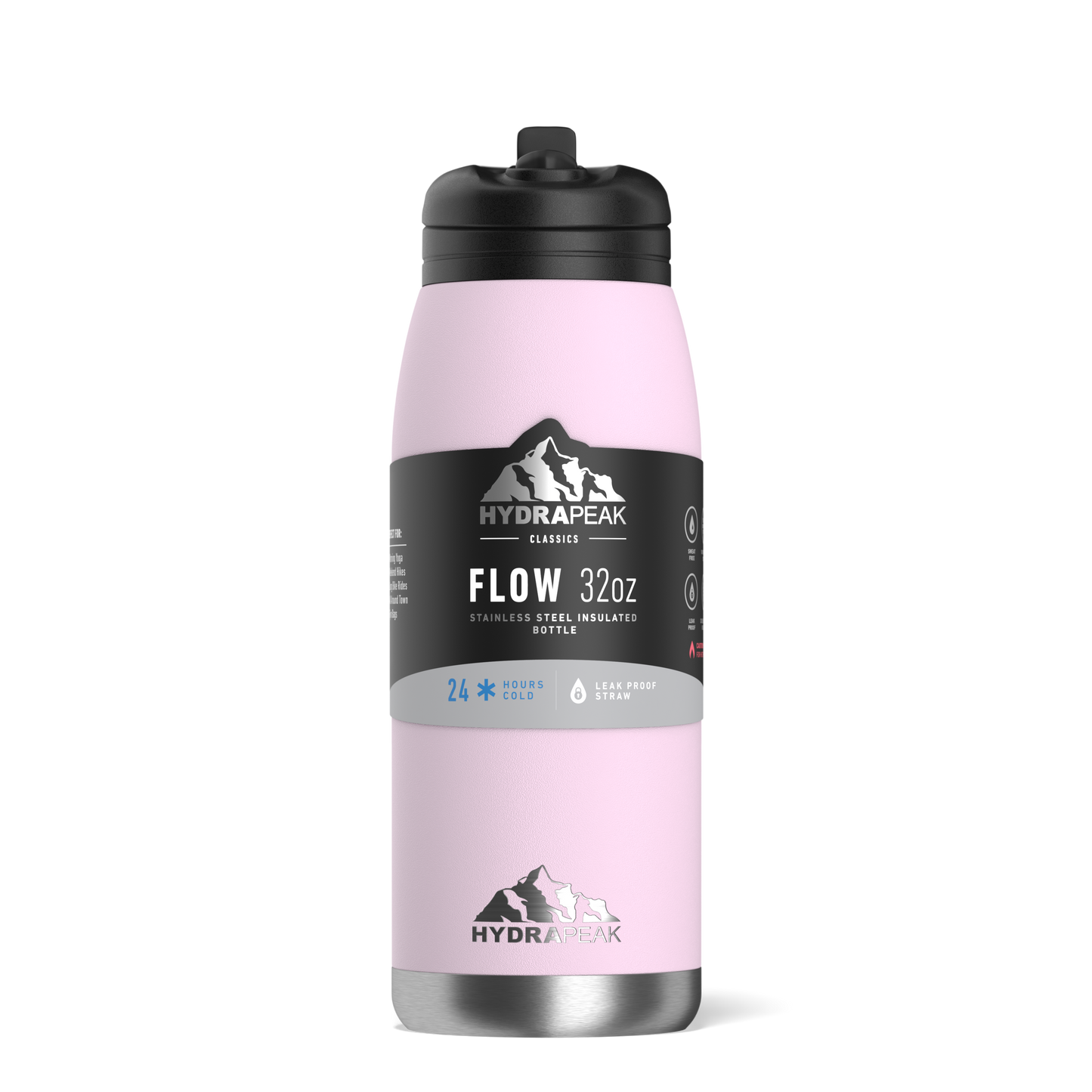 Flow 32oz Stainless Steel Insulated Water Bottle with Straw Lid Bottle- Blush