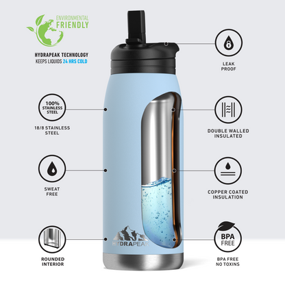 Flow 32oz Stainless Steel Insulated Water Bottle with Straw Lid Bottle- Cloud