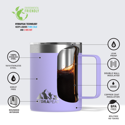 Savor 14oz Stainless Steel Insulated Coffee Mug with Handle Mug- Lilac