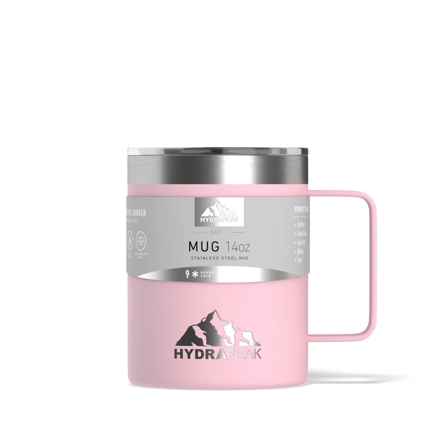 Savor 14oz Stainless Steel Insulated Coffee Mug with Handle Mug- Pink
