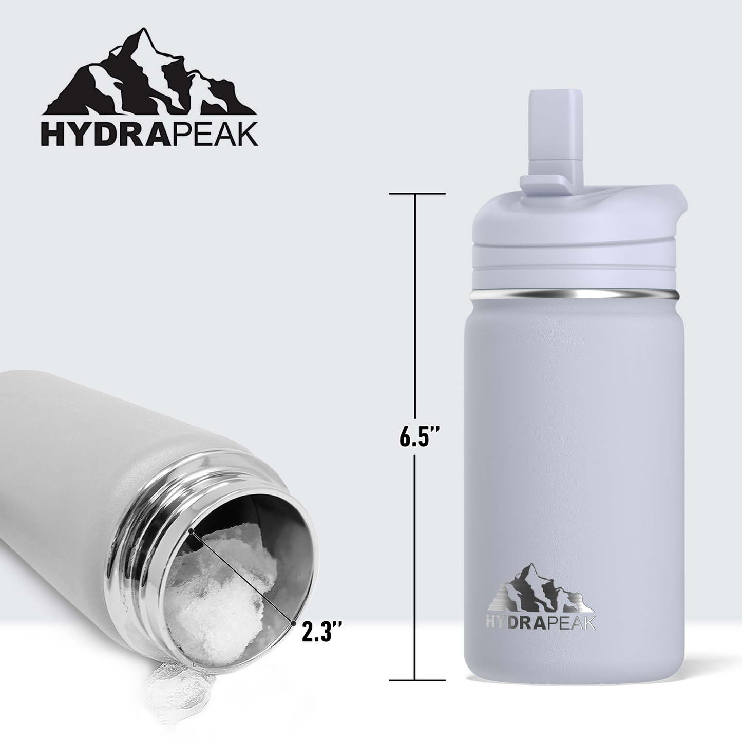 Mini 14oz Stainless Steel Kids Water Bottle with Straw Lid- Ice