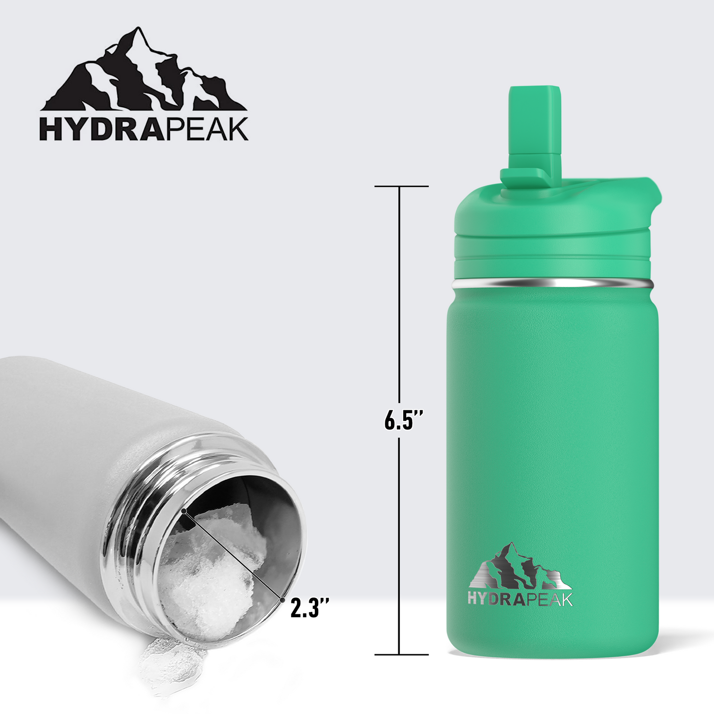 Mini 14oz Stainless Steel Kids Water Bottle with Straw Lid- Jade