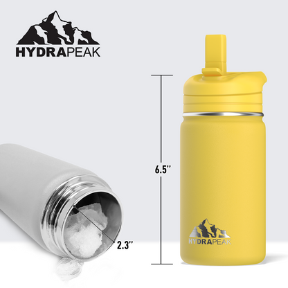 Mini 14oz Stainless Steel Kids Water Bottle with Straw Lid- Lemon